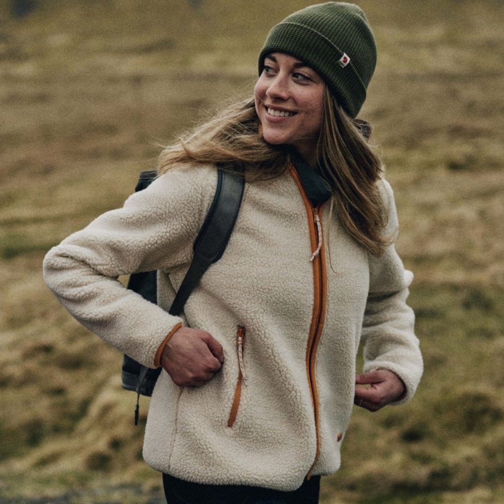 Fjallraven Cream Jacket with Orange Accents